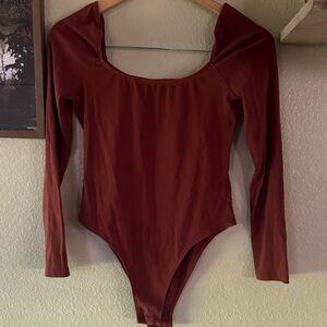 SHEIN Women’s Long Sleeve Bodysuit- Rust